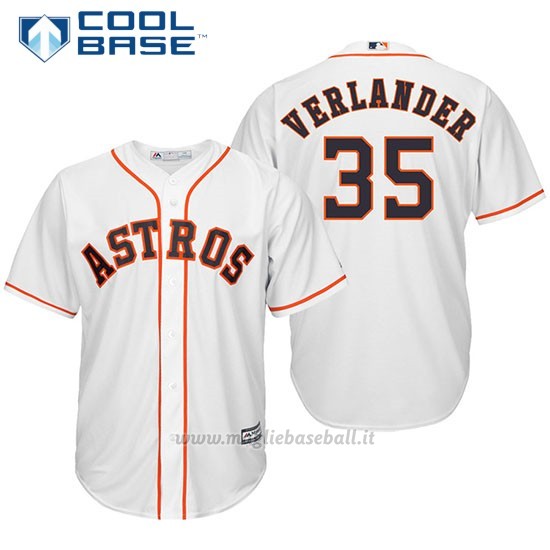 Maglia Baseball Uomo Houston Astros 35 Justin Verlander Biancohome Giocatore Cool Base